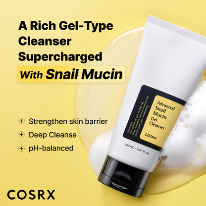 COSRX Advanced Snail Mucin Gel Cleanser, 5.07 Fl Oz / 150 mL, Rich Daily Deep Cleansing Gel for Dry & Sensitive Skin - PrimeBioHealth - canada supplements