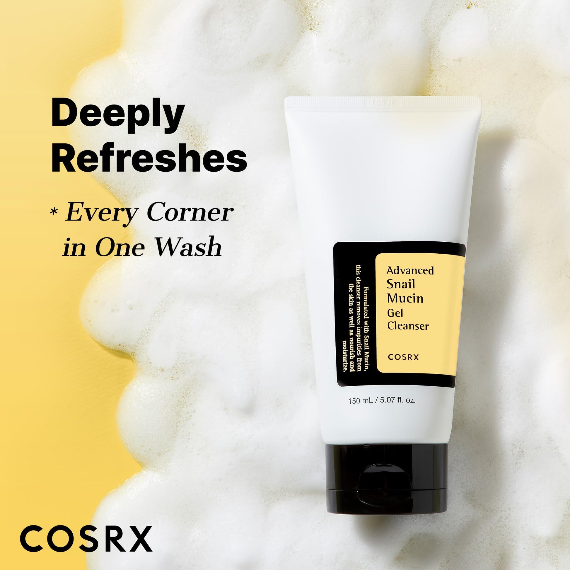 COSRX Advanced Snail Mucin Gel Cleanser, 5.07 Fl Oz / 150 mL, Rich Daily Deep Cleansing Gel for Dry & Sensitive Skin - PrimeBioHealth - canada supplements