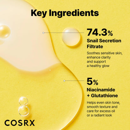 COSRX Snail Mucin 74% + Niacinamide 5% Dual Essence, Anti Aging Face Serum for Dull Skin, Sensitive Skin, Korean Skin Care, 2.70 fl.oz / 80ml - PrimeBioHealth - canada supplements
