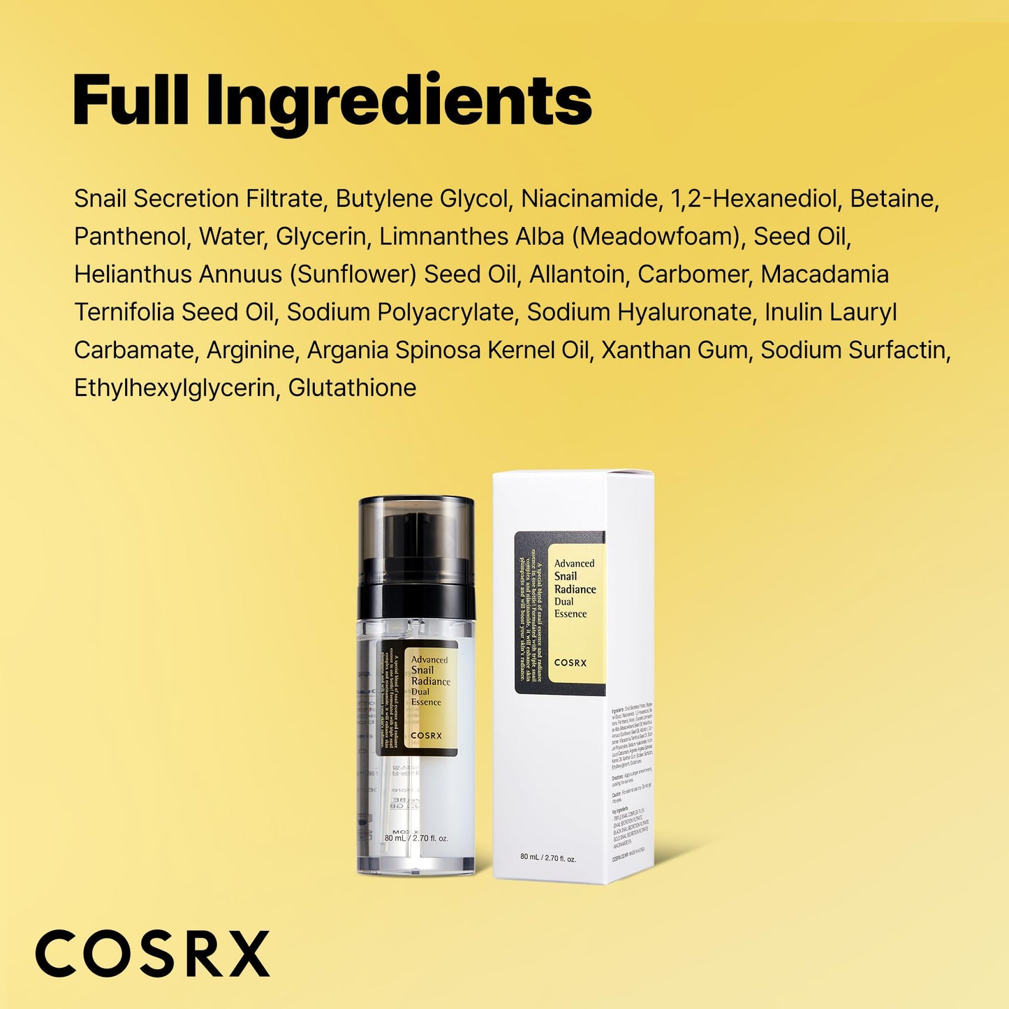 COSRX Snail Mucin 74% + Niacinamide 5% Dual Essence, Anti Aging Face Serum for Dull Skin, Sensitive Skin, Korean Skin Care, 2.70 fl.oz / 80ml - PrimeBioHealth - canada supplements