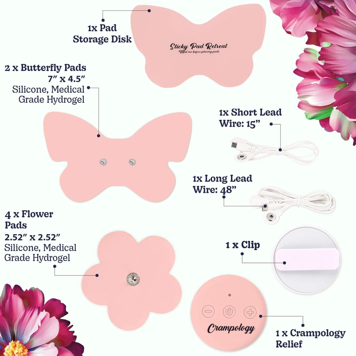 Crampology Relief Pink-Period Cramps Pain Relieving Device, Cramp Massager for Menstrual and Lower Back Ache, Reduces Endometriosis Discomfort, PMS TENS Unit, Wireless or Wired, Natural Cycle Support - PrimeBioHealth - canada supplements