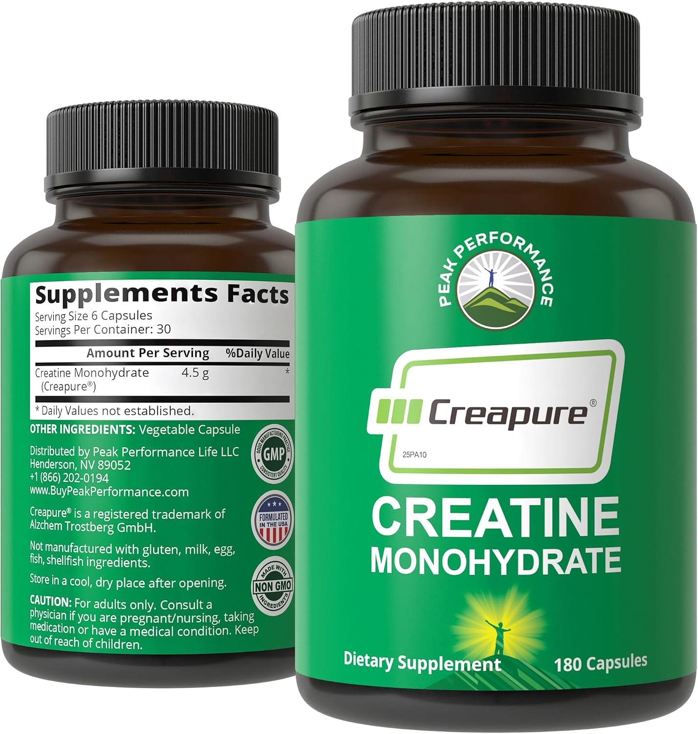 Creapure Creatine Monohydrate 180 Capsules - Ultra High Purity German Made Creatine with Nothing Added at All - Pure Unflavored Pills for Men & Women - No Sugar, Non-GMO, Vegan Friendly Supplement - PrimeBioHealth - canada supplements
