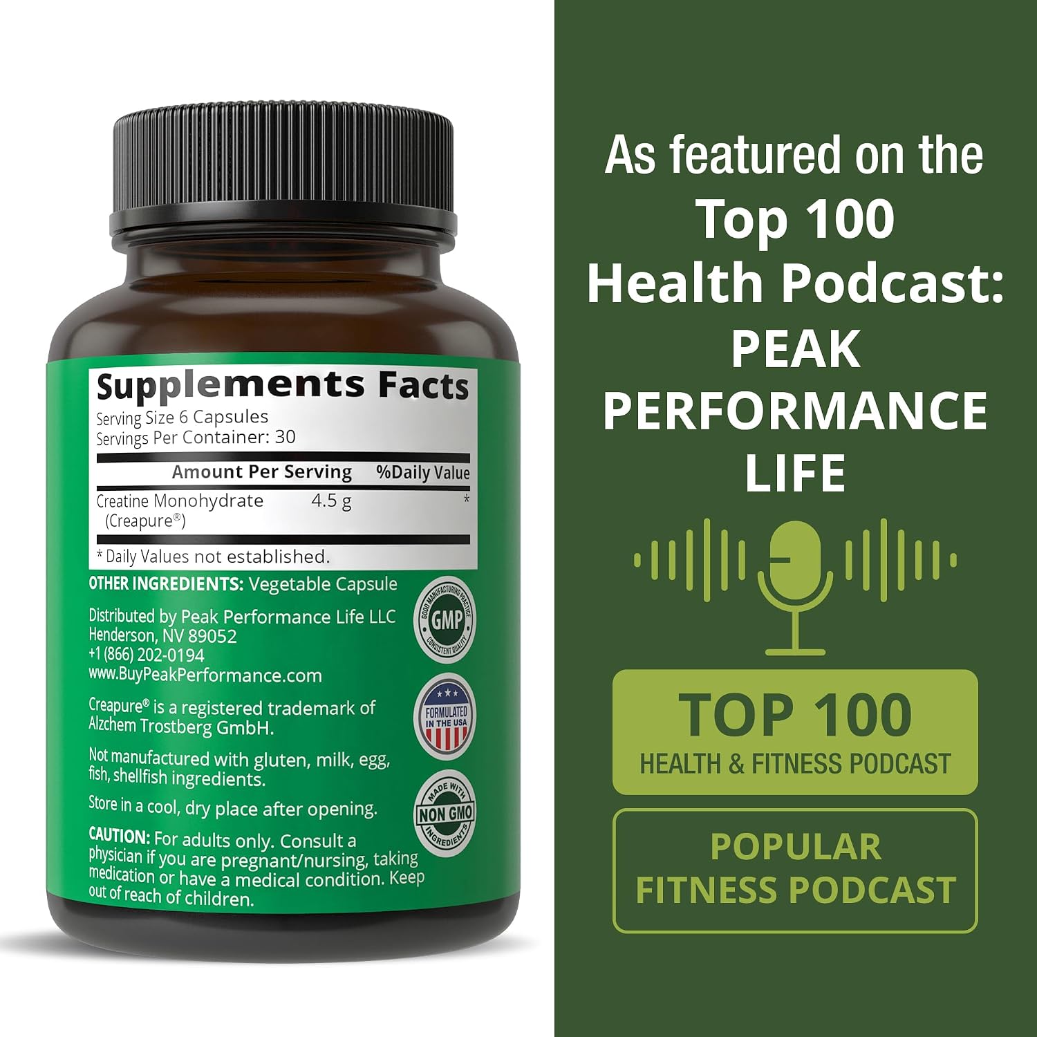 Creapure Creatine Monohydrate 180 Capsules - Ultra High Purity German Made Creatine with Nothing Added at All - Pure Unflavored Pills for Men & Women - No Sugar, Non-GMO, Vegan Friendly Supplement - PrimeBioHealth - canada supplements