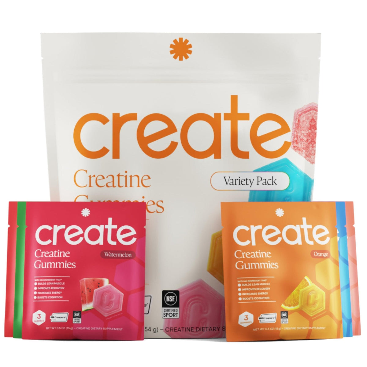 Create Creatine Gummies for Men & Women – NSF Certified, Made with Creapure Creatine Monohydrate, Great Tasting, Anti-Melting Formula, 30ct Standup Pouch, 90 Gummies (Variety Pack) - PrimeBioHealth - canada supplements