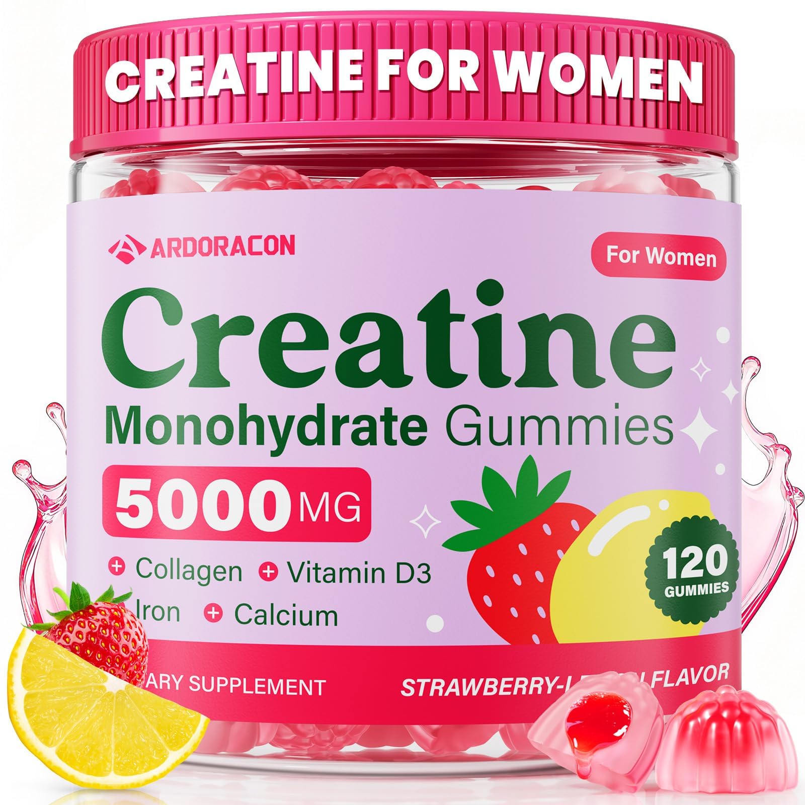 Creatine for Women, Creatine Monohydrate Gummies with Collagen, Vitamin D3 & Calcium for Muscles, Booty & Energy, Flavored Sugar Free Creatine Gummies Post - PrimeBioHealth - canada supplements