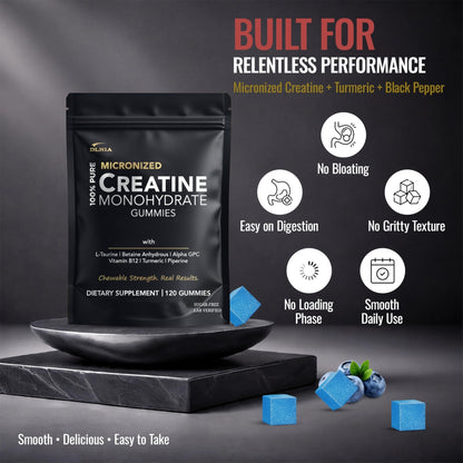 Creatine Monohydrate Gummies for Men & Women - Sugar Free & Vegan Advanced Formula W/L-Taurine + Vitamin B12 - for Muscle Strength, Muscles Builder, Recovery, - PrimeBioHealth - canada supplements