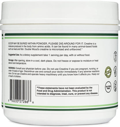 Creatine Monohydrate Powder 1.1lbs (100 Servings of 5 Grams Each) - No Fillers, Vegan Safe, Non-GMO, Gluten Free by Double Wood - PrimeBioHealth - canada supplements