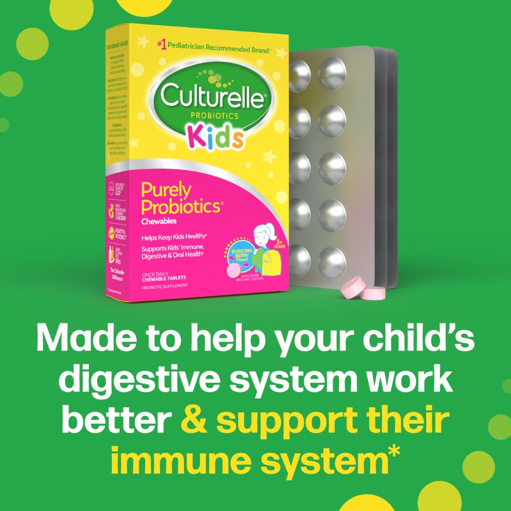 Culturelle Kids Chewable Daily Probiotic for Kids, Ages 3+, 30 Count, 1 Pediatrician-Recommended Brand, Natural Berry Flavored Daily Probiotics - PrimeBioHealth - canada supplements