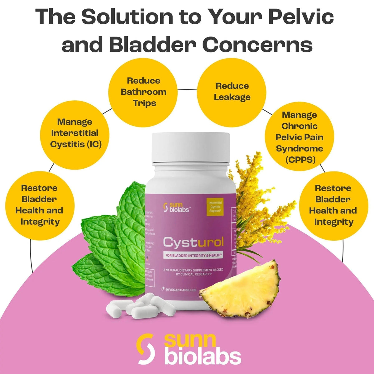 CYSTUROL® Bladder Support Supplement | Interstitial Cystitis (IC) | Bladder Pain | Urinary Tract Health | Clinically Studied Formula for Bladder Inflammation, UTI, Mast Cell Support & Urinary Urgency - PrimeBioHealth - canada supplements