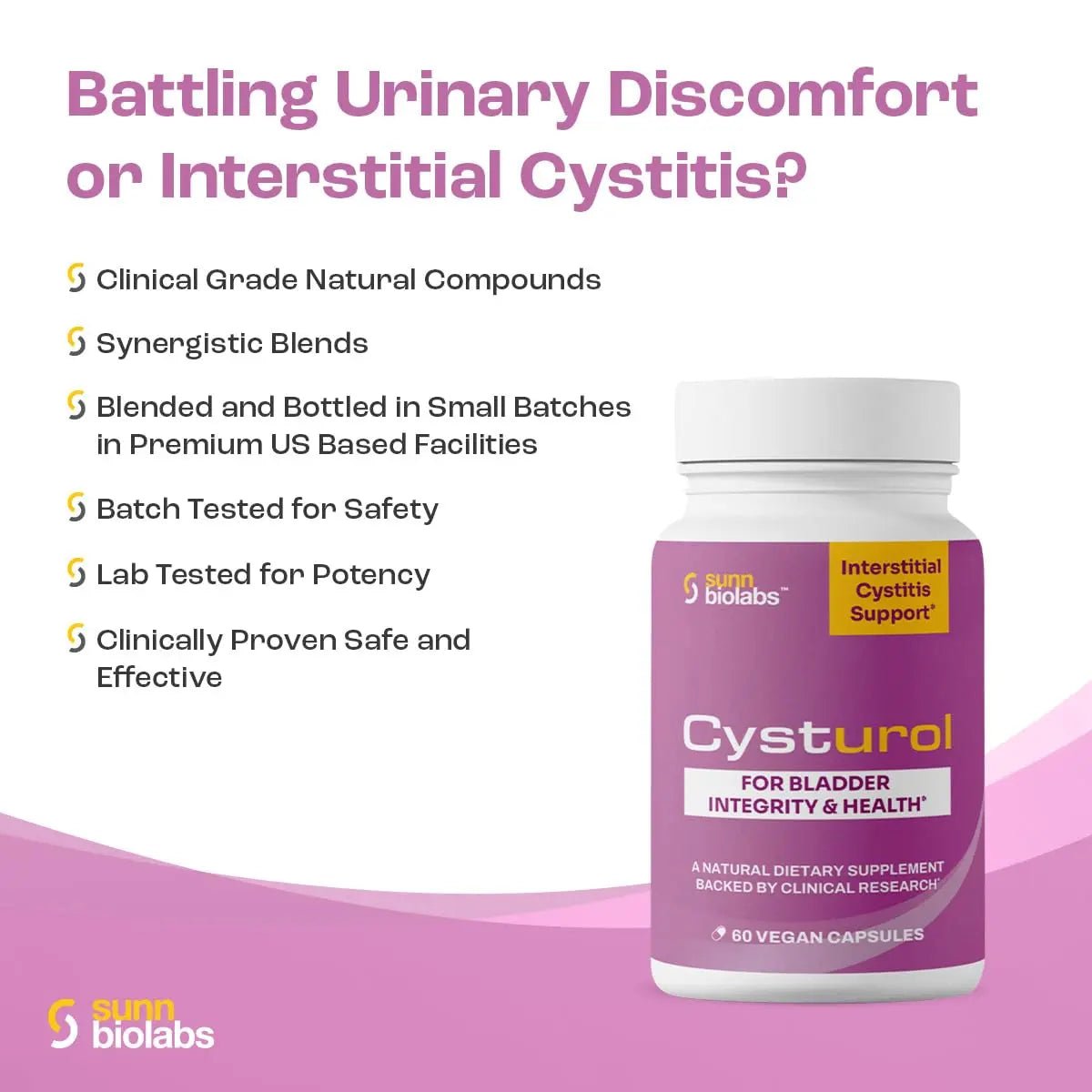 CYSTUROL® Bladder Support Supplement | Interstitial Cystitis (IC) | Bladder Pain | Urinary Tract Health | Clinically Studied Formula for Bladder Inflammation, UTI, Mast Cell Support & Urinary Urgency - PrimeBioHealth - canada supplements