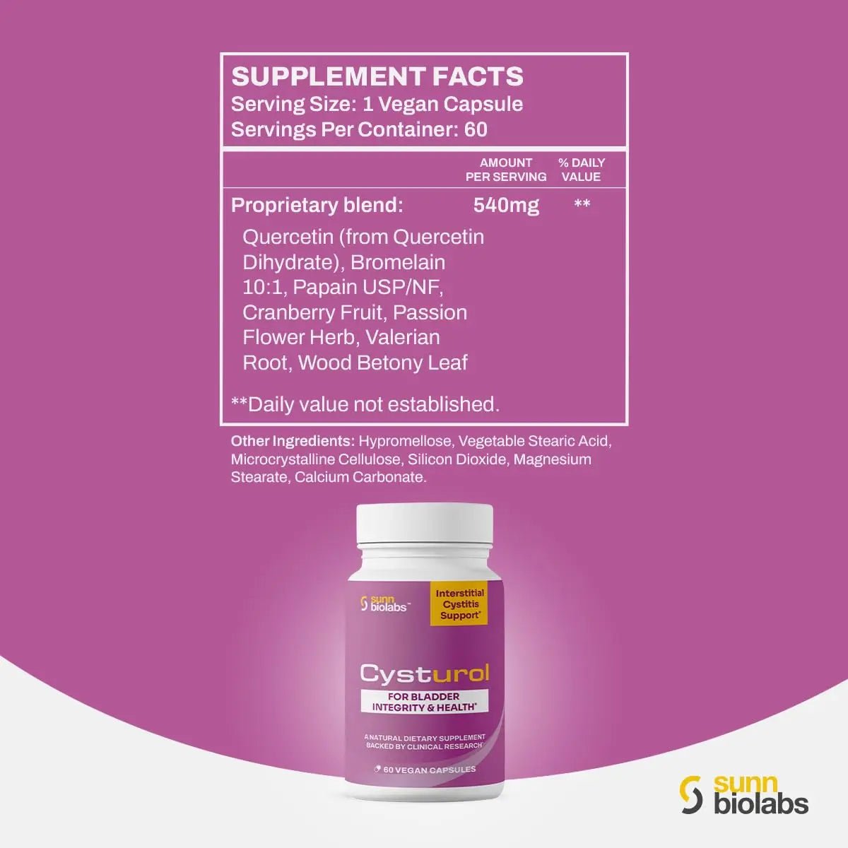 CYSTUROL® Bladder Support Supplement | Interstitial Cystitis (IC) | Bladder Pain | Urinary Tract Health | Clinically Studied Formula for Bladder Inflammation, UTI, Mast Cell Support & Urinary Urgency - PrimeBioHealth - canada supplements