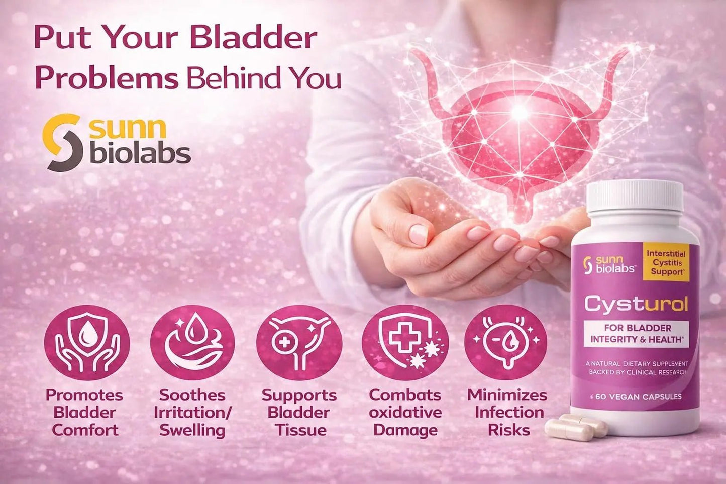 CYSTUROL® Bladder Support Supplement | Interstitial Cystitis (IC) | Bladder Pain | Urinary Tract Health | Clinically Studied Formula for Bladder Inflammation, UTI, Mast Cell Support & Urinary Urgency - PrimeBioHealth - canada supplements