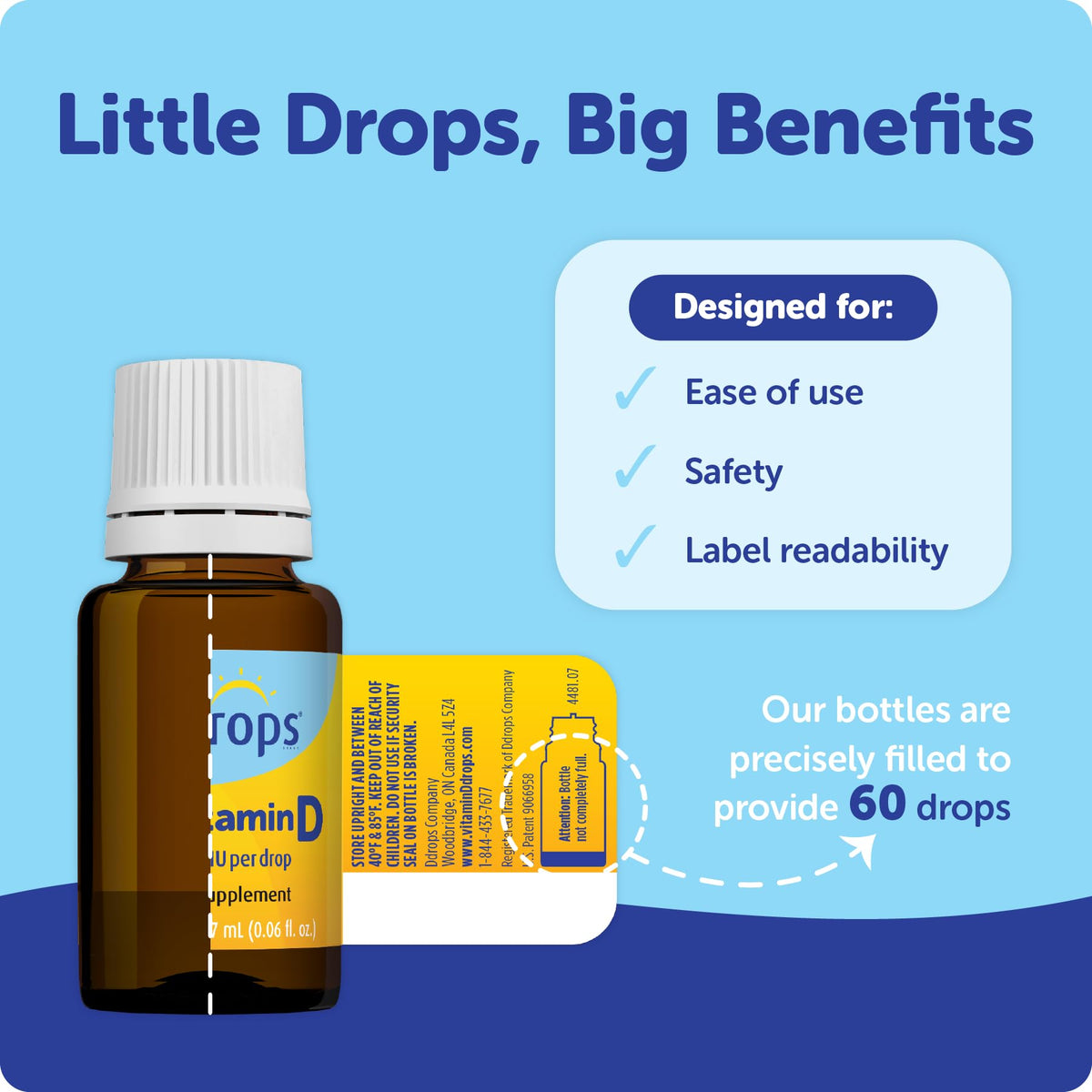 Ddrops Baby 400 IU, Vitamin D, 60 Drops 1.7mL (0.06 Fl. Oz (Pack of 1)) - PrimeBioHealth - canada supplements