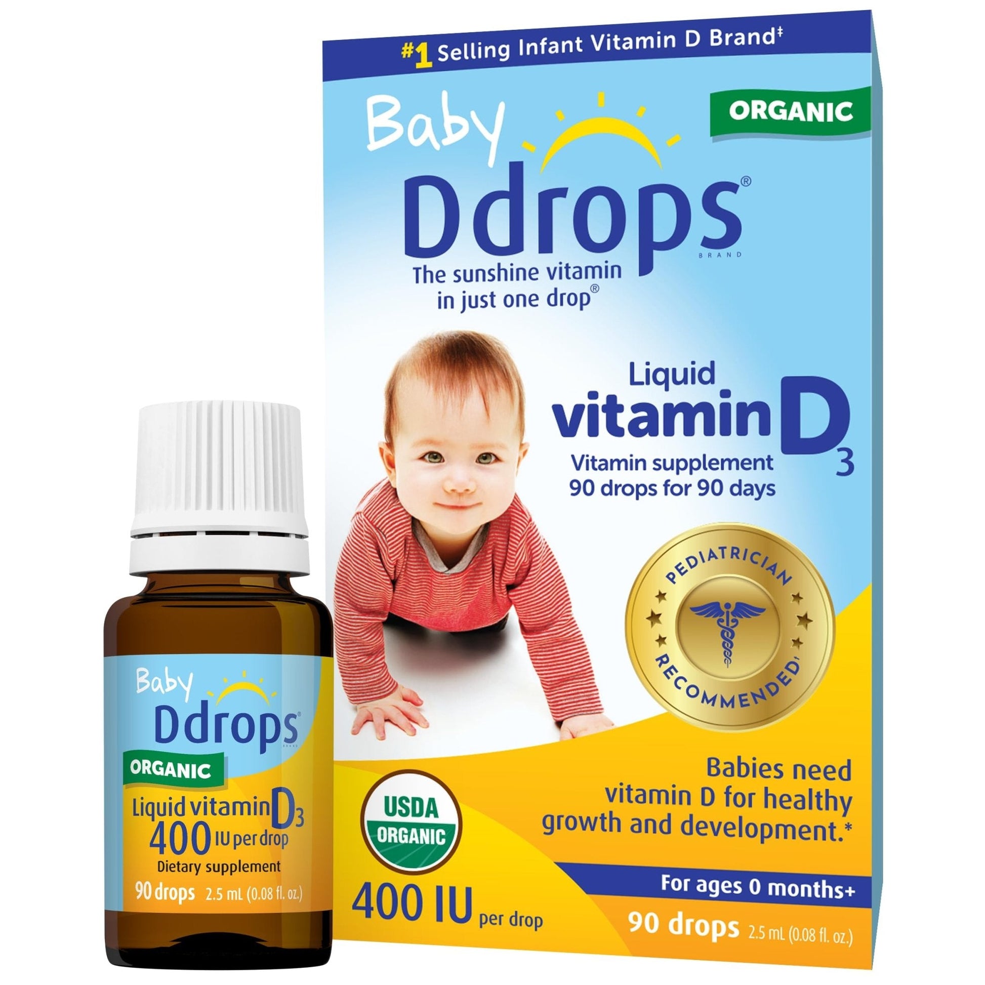 Ddrops Baby 400 IU, Vitamin D, 90 Drops 2.5mL (0.08 Fl. Oz (Pack of 1)) - PrimeBioHealth - canada supplements