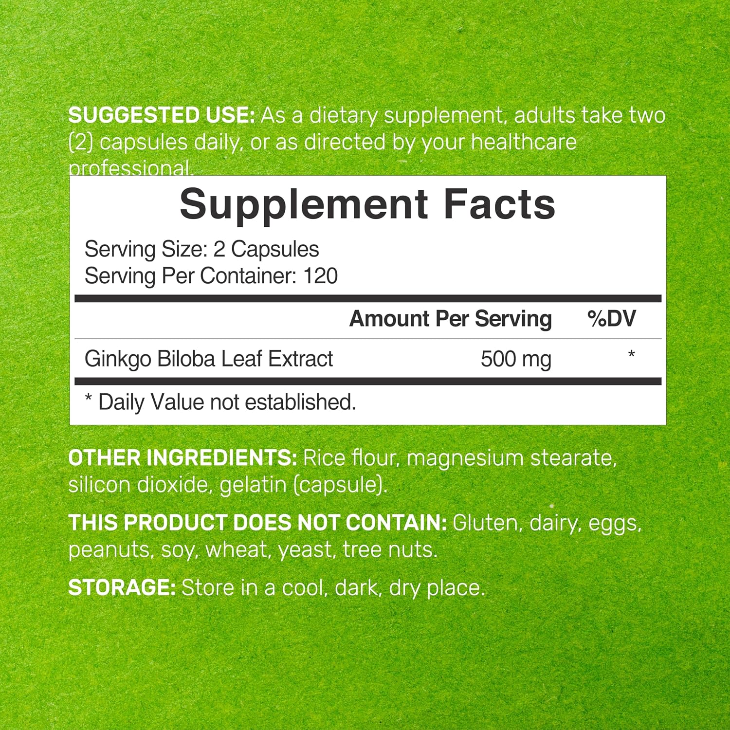 DEAL SUPPLEMENT Ginkgo Biloba 500mg Per Serving, 240 Capsules, 4 Month Supply – Grown in Northern Asia – Extra Strength, Promotes Brain Function - PrimeBioHealth - canada supplements