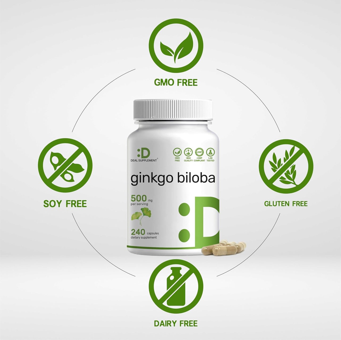 DEAL SUPPLEMENT Ginkgo Biloba 500mg Per Serving, 240 Capsules, 4 Month Supply – Grown in Northern Asia – Extra Strength, Promotes Brain Function - PrimeBioHealth - canada supplements