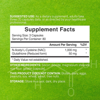 DEAL SUPPLEMENT NAC Supplement (N-Acetyl Cysteine) 1,000mg Per Serving with Reduced Glutathione, 240 Capsules – Antioxidant Support for Immune Health, Lung, & Liver Function - PrimeBioHealth - canada supplements