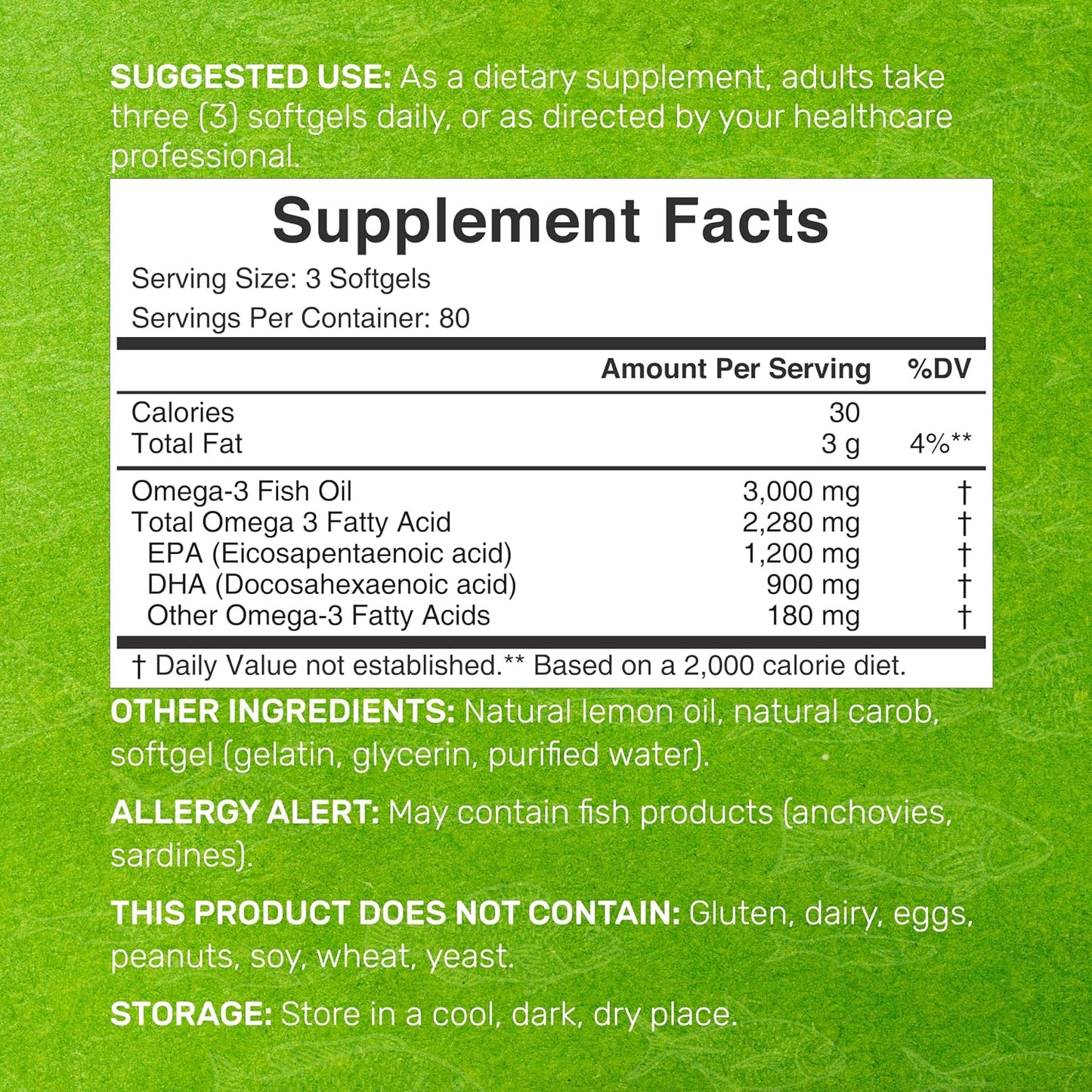 DEAL SUPPLEMENT Omega 3 Fish Oil Supplements, 3,000mg Per Serving, 240 Softgels – EPA 1,200mg + DHA 900mg – Burpless Pills, Lemon Flavored, Wild Caught – Brain & Heart Support – Mercury Free, Non-GMO - PrimeBioHealth - canada supplements