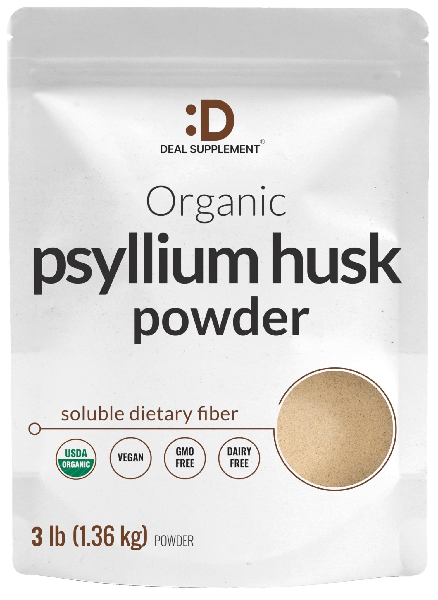DEAL SUPPLEMENT Organic Psyllium Husk Powder, 3lbs (48oz) – Unflavored Plant Based Soluble Dietary Fiber – Gut & Digestion Health – Great for Baking & Cooking – Keto Friendly, Gluten Free, Non-GMO - PrimeBioHealth - canada supplements