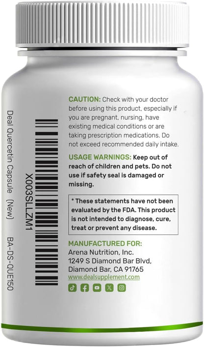 DEAL SUPPLEMENT Quercetin 1,000mg Per Serving, 300 Capsules – Healthy Immune Support Supplements, High Bioavailable Flavonoids, Natural Antioxidant – Non-GMO, Soy Free, No Gluten - PrimeBioHealth - canada supplements