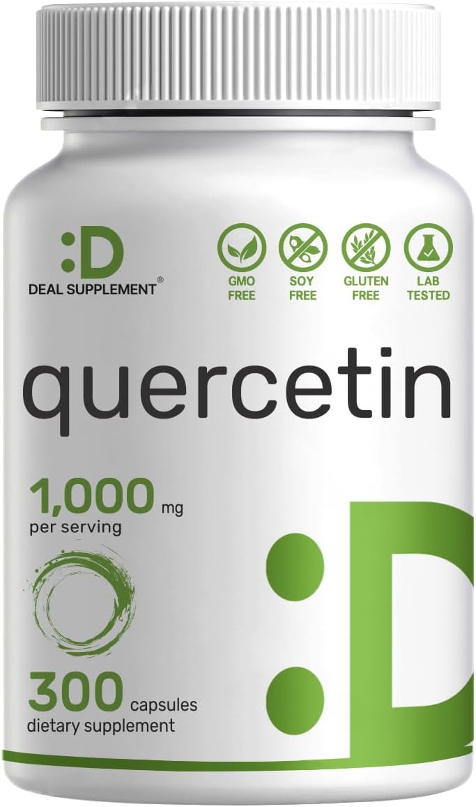 DEAL SUPPLEMENT Quercetin 1,000mg Per Serving, 300 Capsules – Healthy Immune Support Supplements, High Bioavailable Flavonoids, Natural Antioxidant – Non-GMO, Soy Free, No Gluten - PrimeBioHealth - canada supplements