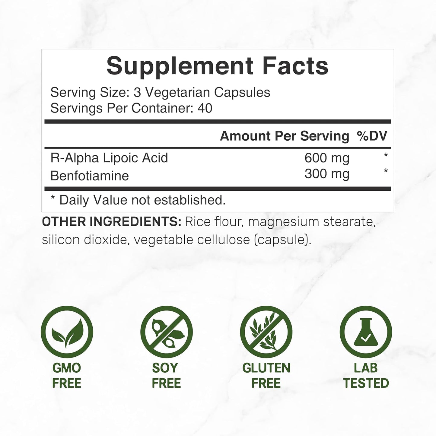DEAL SUPPLEMENT R Alpha Lipoic Acid 600mg with Benfotiamine 300mg Per Serving, 120 Veggie Capsules – 200mg R-ALA Per Capsule – Antioxidant Supplement for Energy & Nervous System Support - PrimeBioHealth - canada supplements