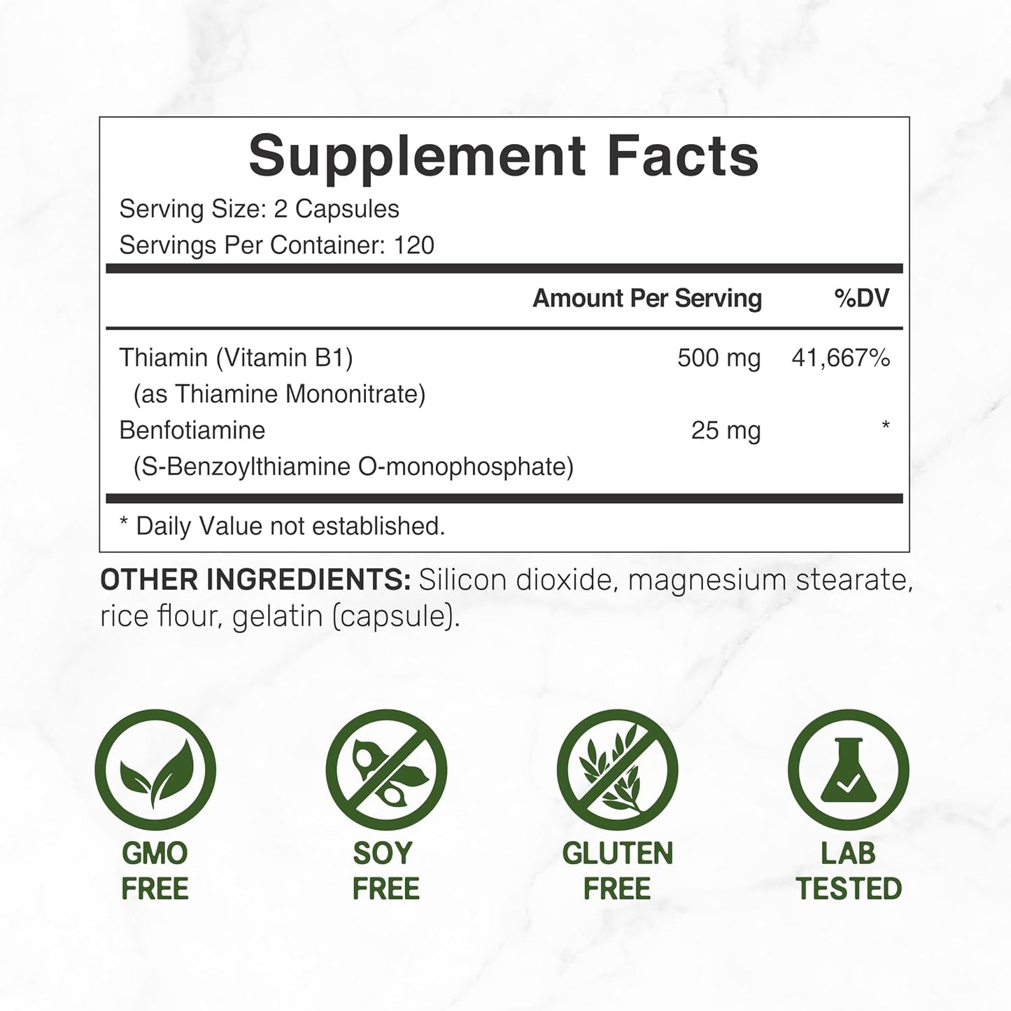 DEAL SUPPLEMENT Vitamin B1 500mg with Benfotiamine, 240 Capsules – 2 in 1 Enhanced Formula – Fat & Water Soluble Thiamine B1 Supplement – Third Party Tested, Non-GMO, No Gluten - PrimeBioHealth - canada supplements
