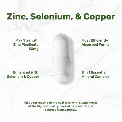 Deal Supplement Zinc 50mg with Selenium + Copper, 240 Capsules, 8 Month Supply, 3 in 1 Mineral Formula, Zinc Picolinate Complex Supplement - PrimeBioHealth - canada supplements