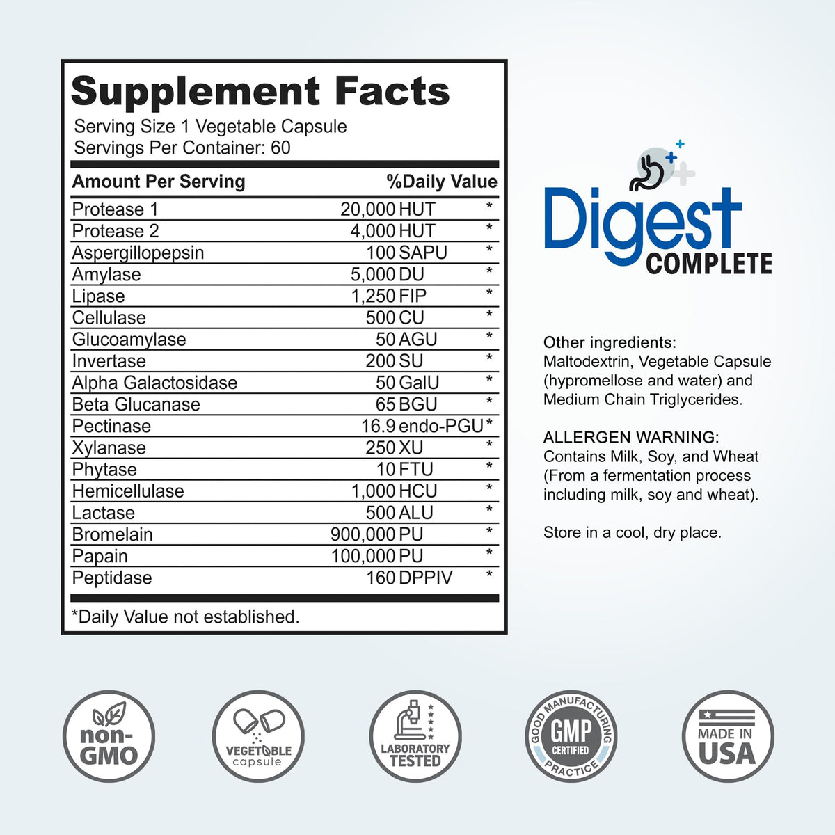 Digest Complete 2-in-1 Probiotic Digestive Enzymes, 60 Capsules - PrimeBioHealth - canada supplements