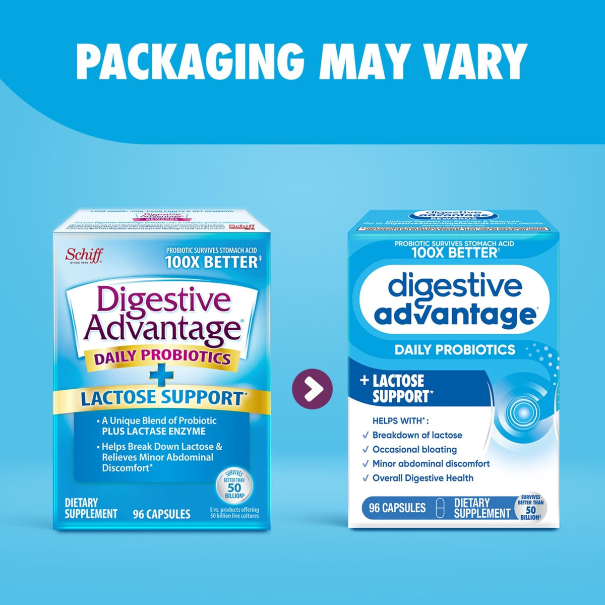 Digestive Advantage Lactose Defense Capsules (96 Count In A Box), Helps Breaks Down Lactose and Defend Against Digestive Upset - PrimeBioHealth - canada supplements