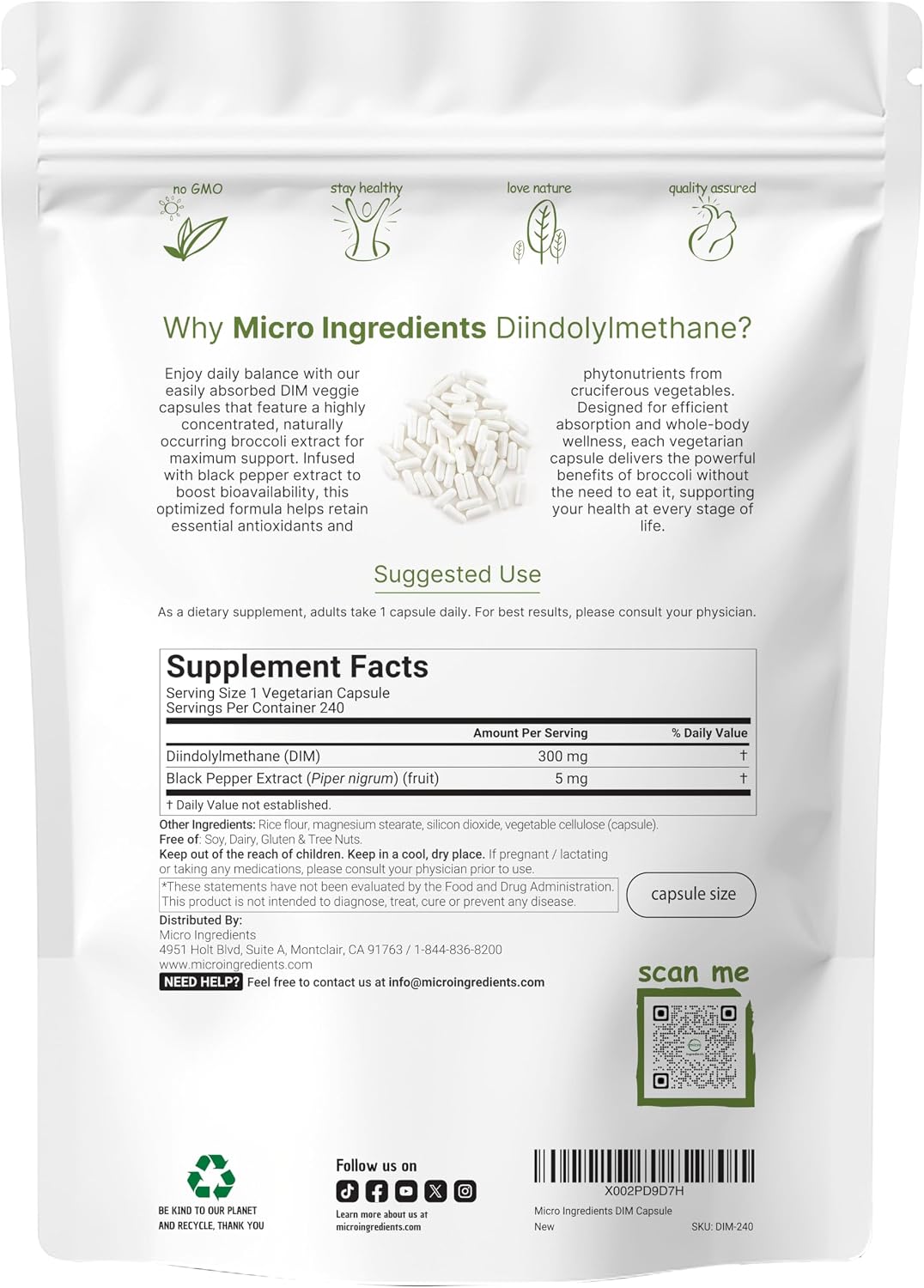 DIM Active Supplement, DIM 300mg, 240 Veggie Capsules (8-Month Supply), 2 in 1 Formula, Estrogen Metabolism, Premium DIM-Plus Broccoli Extract Supplement With Black Pepper for Better Absorption - PrimeBioHealth - canada supplements