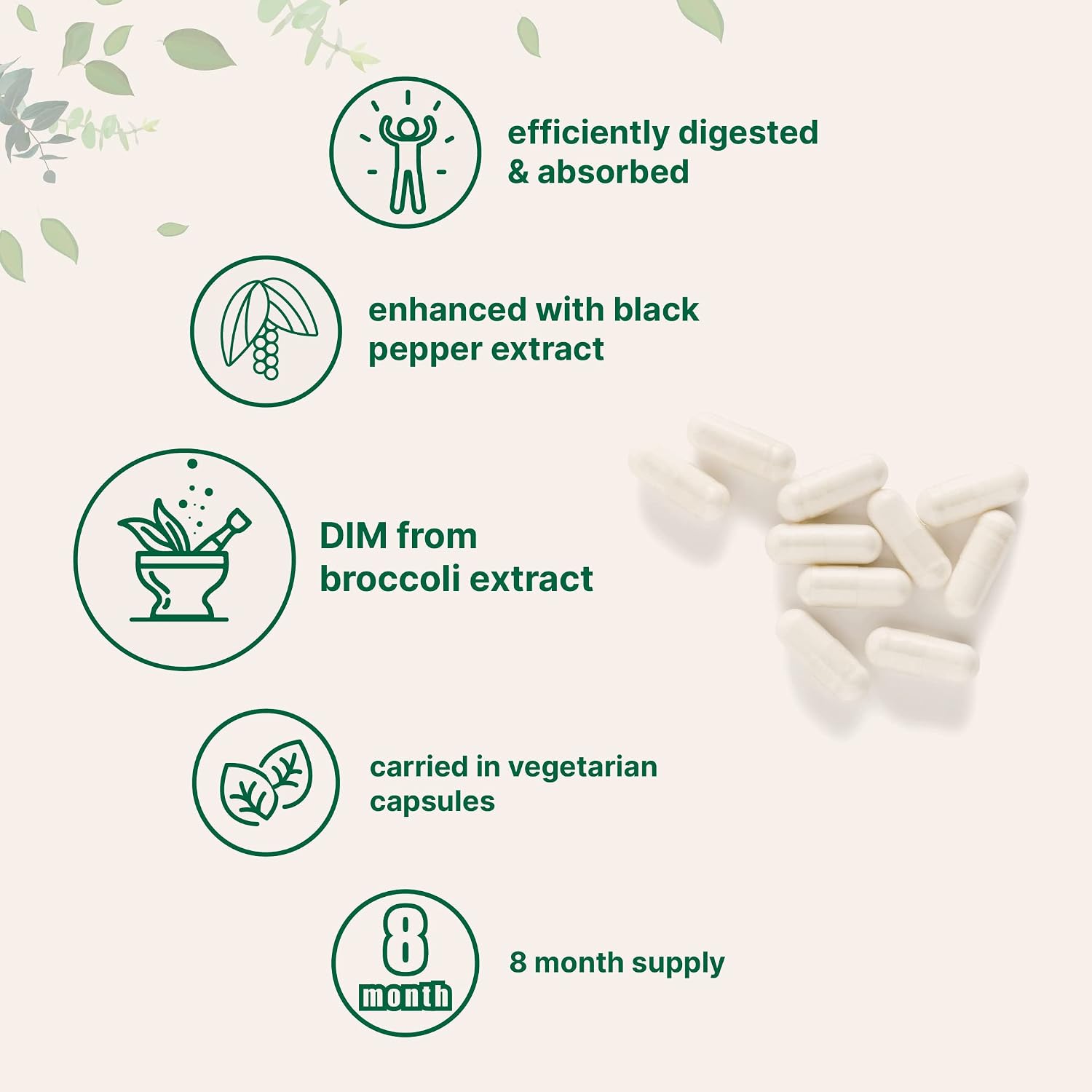 DIM Active Supplement, DIM 300mg, 240 Veggie Capsules (8-Month Supply), 2 in 1 Formula, Estrogen Metabolism, Premium DIM-Plus Broccoli Extract Supplement With Black Pepper for Better Absorption - PrimeBioHealth - canada supplements