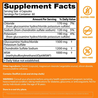 Doctor's BEST Glucosamine Chondroitin MSM - Joint Health Support Supplement for Women & Men, Nutritional Support for Joint Strength, Hair, Skin, & Nails, Gluten Free, Non GMO - 240 Capsules - PrimeBioHealth - canada supplements