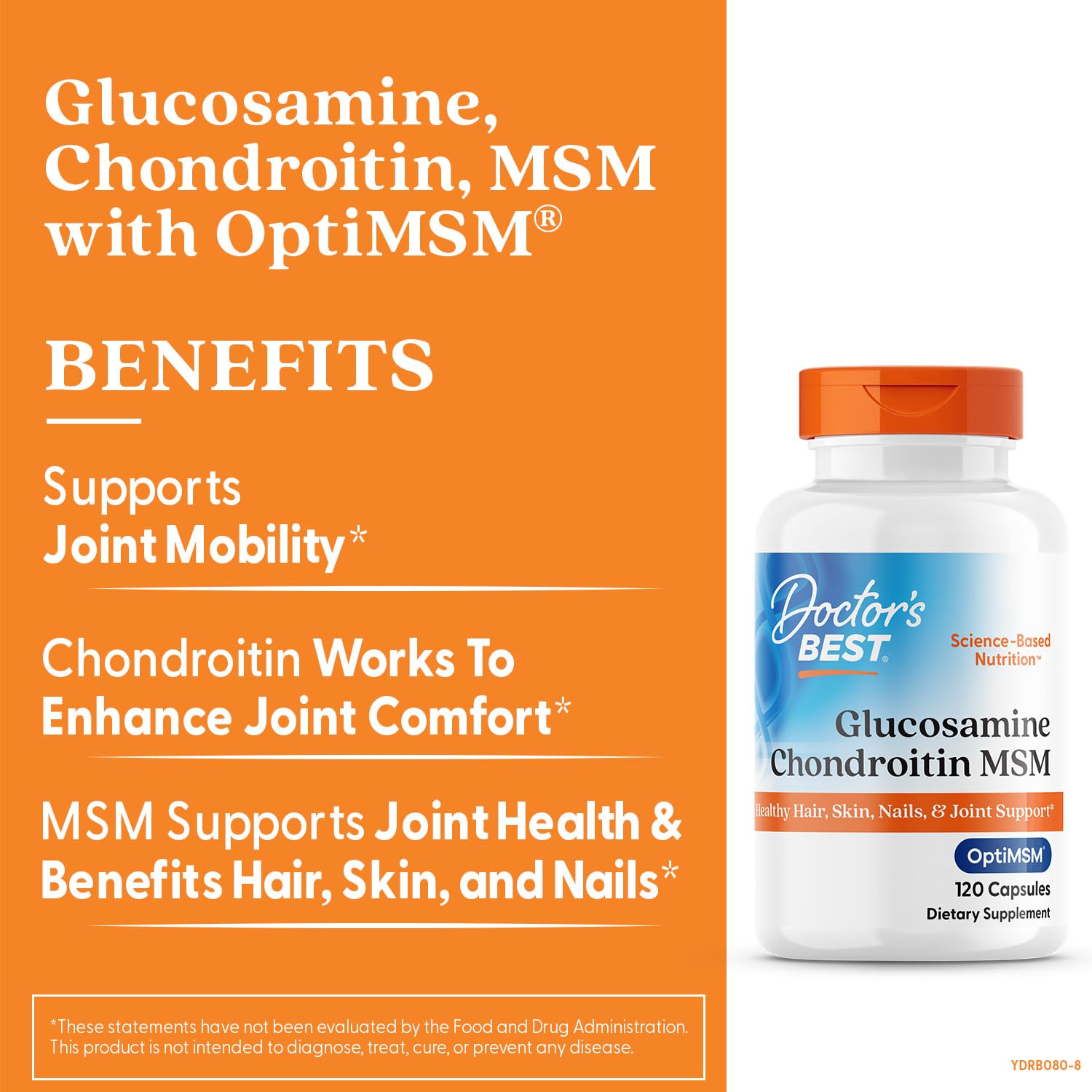 Doctor's BEST Glucosamine Chondroitin MSM - Joint Health Support Supplement for Women & Men, Nutritional Support for Joint Strength, Hair, Skin, & Nails, Gluten Free, Non GMO - 240 Capsules - PrimeBioHealth - canada supplements