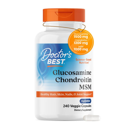 Doctor's BEST Glucosamine Chondroitin MSM - Joint Health Support Supplement for Women & Men, Nutritional Support for Joint Strength, Hair, Skin, & Nails, Gluten Free, Non GMO - 240 Capsules - PrimeBioHealth - canada supplements