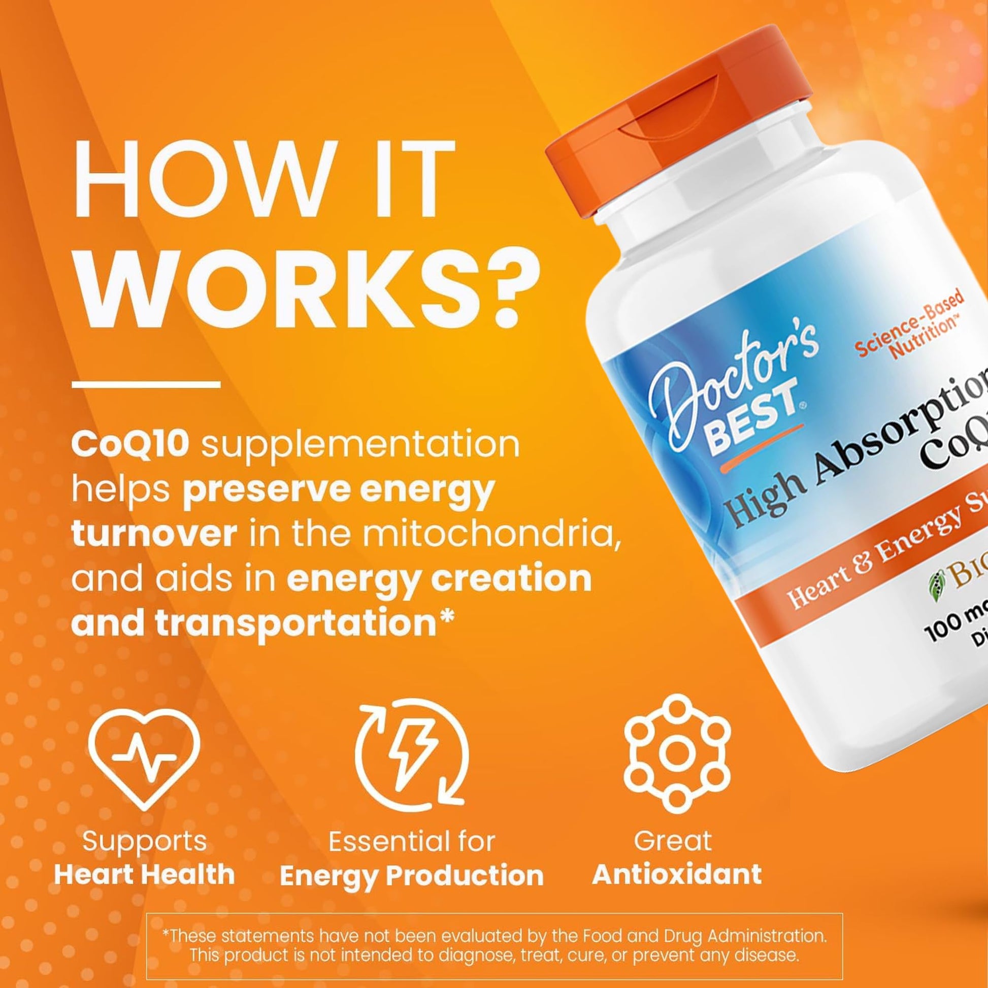 Doctor's Best High Absorption CoQ10 with BioPerine Supplement - Coenzyme Q10 Softgels for Heart Health & Antioxidant Support, Naturally Fermented CoQ10 100mg for Women & Men, Non GMO - 120 Softgels - PrimeBioHealth - canada supplements