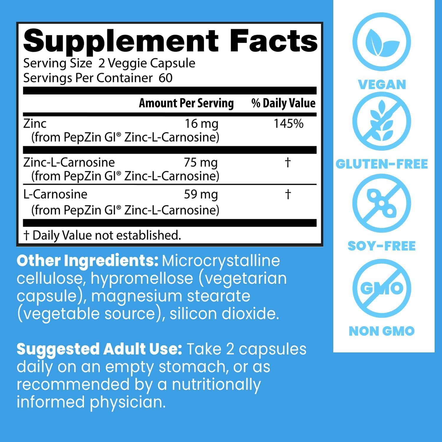 Doctor's Best PepZin GI, Zinc-L-Carnosine Complex for Men & Women - Zinc Carnosine Supplement Caps for Gut Health, Digestive Support, & Stomach Comfort, Vegan, Gluten Free - 120 Veg Capsules - PrimeBioHealth - canada supplements