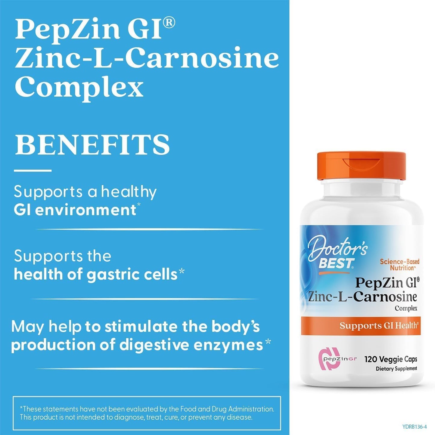 Doctor's Best PepZin GI, Zinc-L-Carnosine Complex for Men & Women - Zinc Carnosine Supplement Caps for Gut Health, Digestive Support, & Stomach Comfort, Vegan, Gluten Free - 120 Veg Capsules - PrimeBioHealth - canada supplements