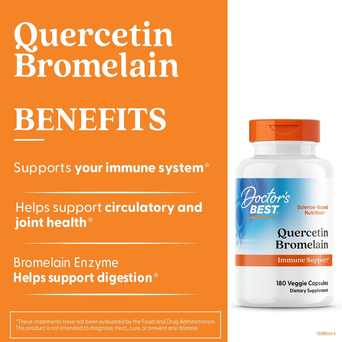 Doctor's Best Quercetin Bromelain, Immunity Support Capsule, Heart, Joint & Healthy Respiratory System, Non-GMO, Vegan, Gluten Free, Soy Free,180 VC - PrimeBioHealth - canada supplements