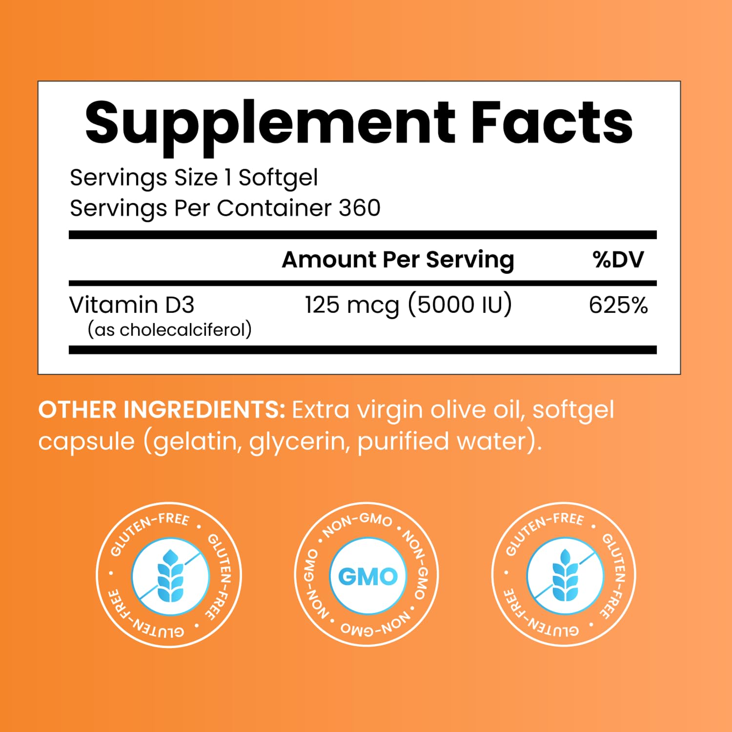 Doctor's Best Vitamin D3 5000 IU Softgels for Men & Women - Vitamin D Supplement for Immune System & Heart Health Support, 125 mcg per Serving, Vit D 3, Non GMO, Gluten Free, Soy Free - 360 Softgels - PrimeBioHealth - canada supplements