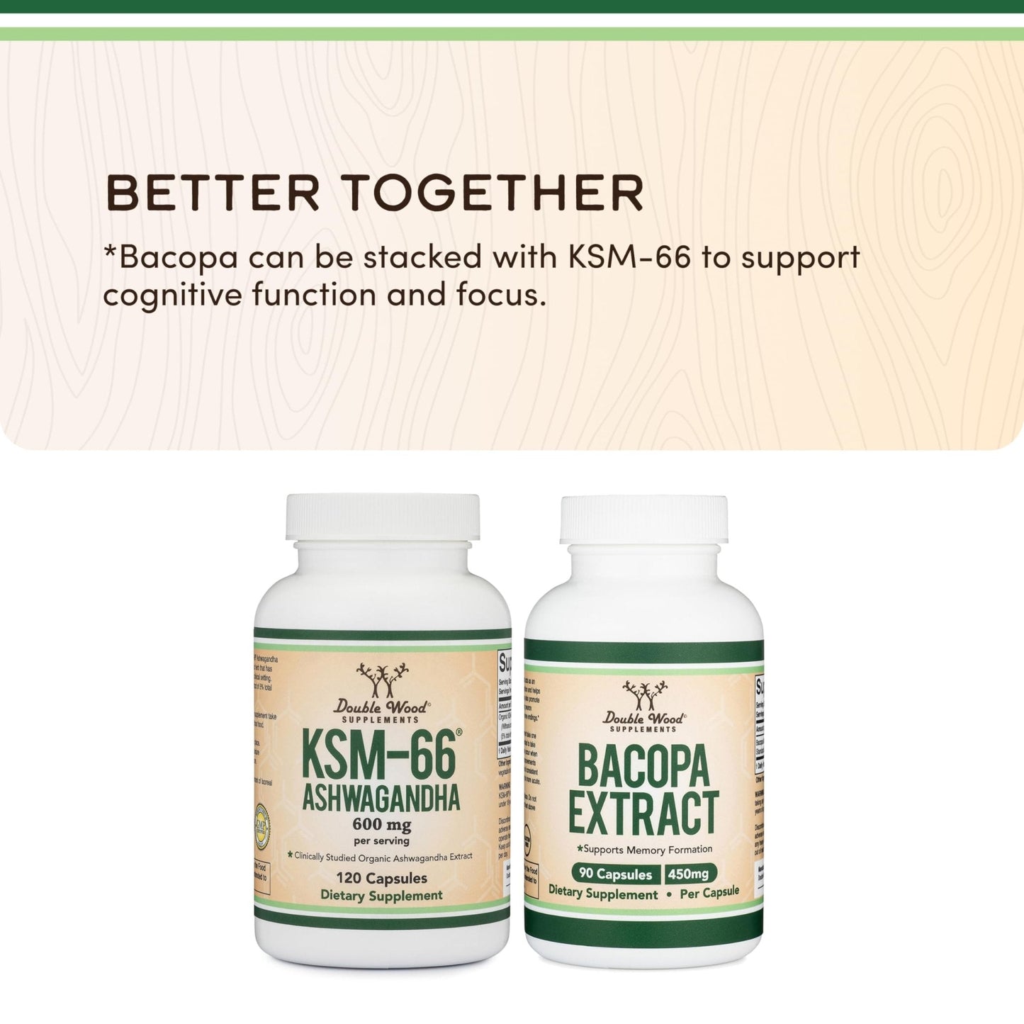 Double Wood Supplements Ashwagandha KSM 66 Organic and Clinically Studied Extract (600mg Per Serving, 120 Capsules, 60 Servings) - PrimeBioHealth - canada supplements
