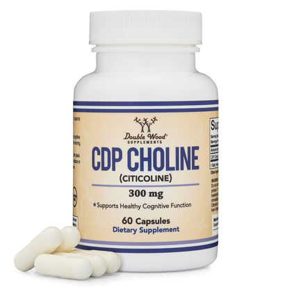 Double Wood Supplements CDP Choline (Citicoline) Supplement, Pharmaceutical Grade, Third Party Tested (60 Capsules 300mg) - PrimeBioHealth - canada supplements