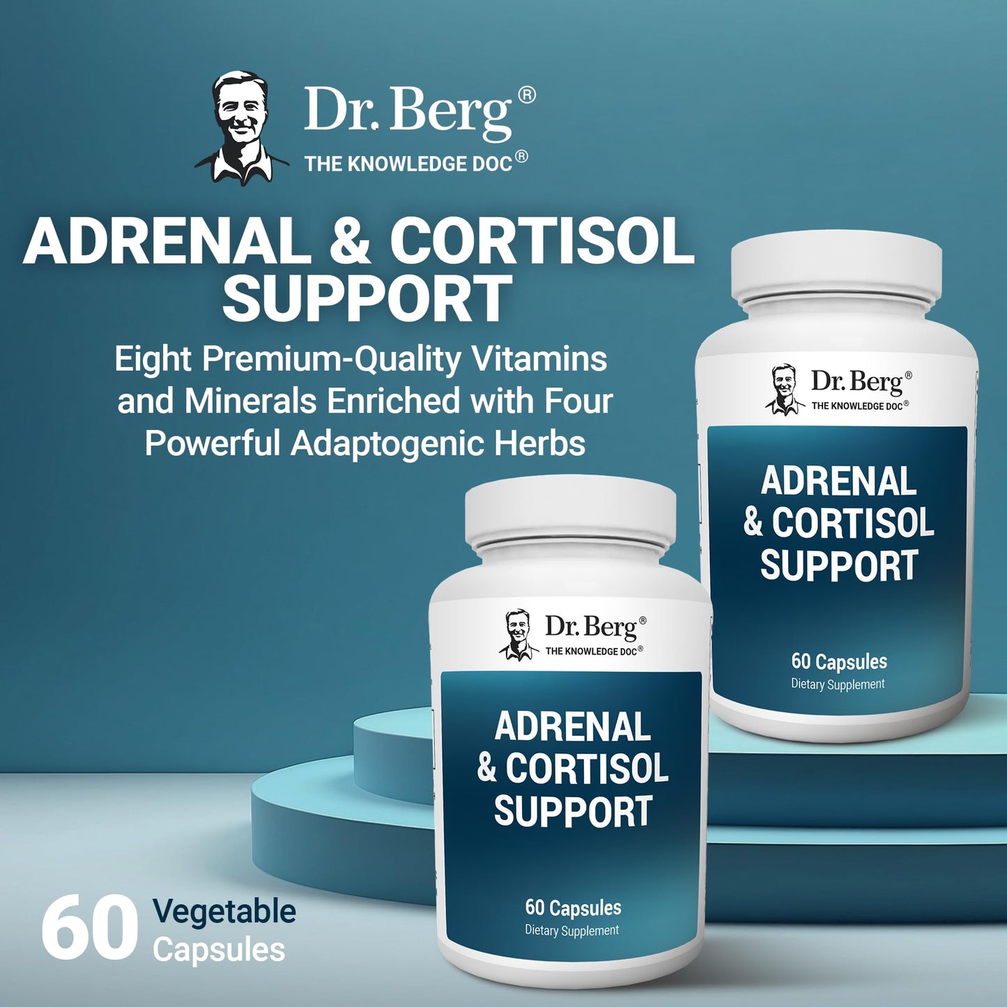 Dr. Berg Adrenal & Cortisol Capsules - Adrenal Supplement & Cortisol Manager - Mood, Focus, Relaxation and Stress Support - Adrenal Supplements with Ashwagandha Extracts - 60 Capsules - PrimeBioHealth - canada supplements