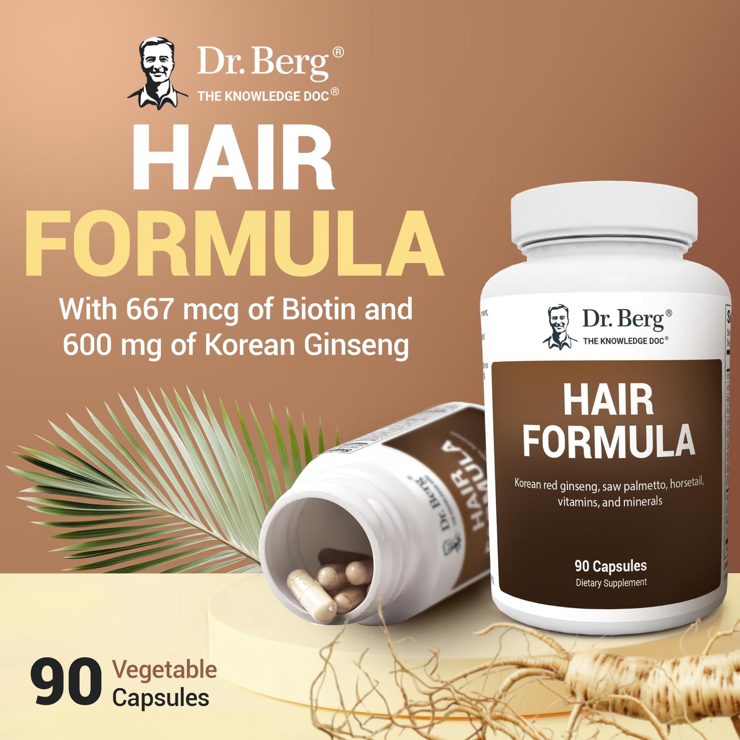 Dr. Berg All-in-One Vitamins for Hair, Skin, & Nails - Advanced Formula with Biotin, Saw Palmetto, DHT Blocker, & Trace Minerals - 90 Veg Capsules - PrimeBioHealth - canada supplements