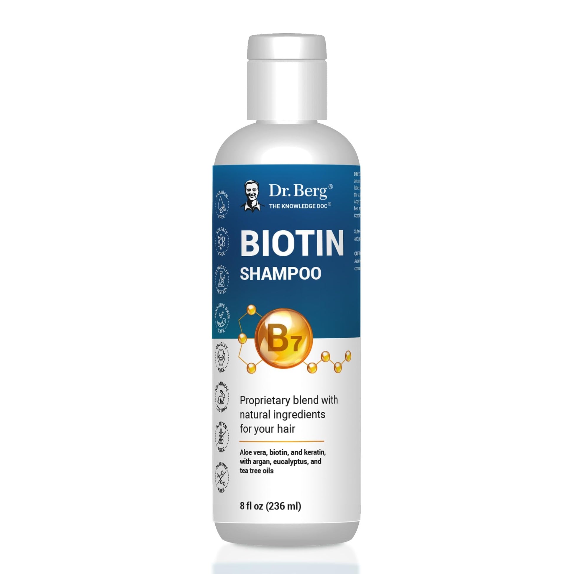 Dr. Berg Biotin Shampoo for Men & Women (Improved High-Performance Formula) - Independently Tested & Certified Paraben- Sulfate- & Silicone-Free - Infused w/Biotin, Argan Oil & Botanicals - 8 Fl oz - PrimeBioHealth - canada supplements