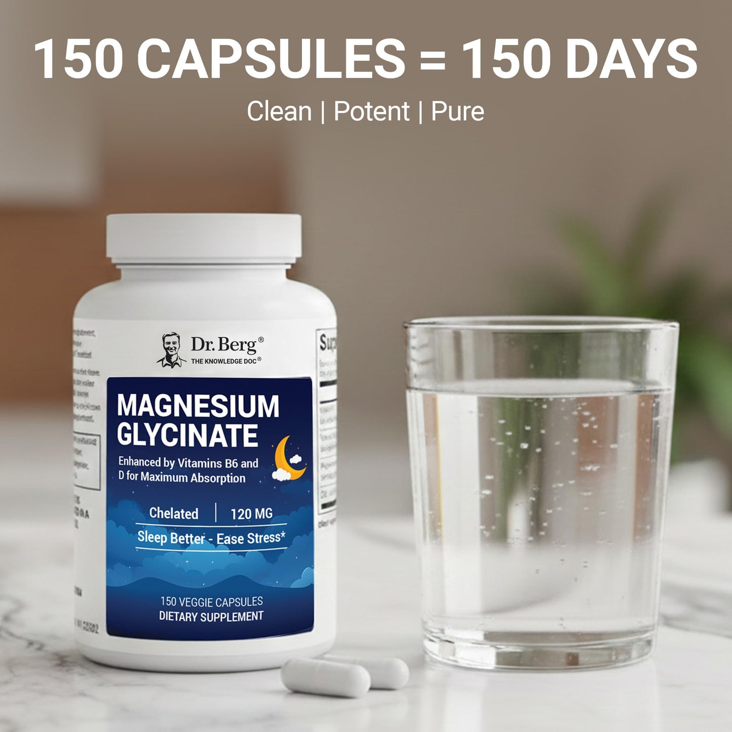 Dr. Berg Magnesium Glycinate 150ct – 4-in-1 Chelated for Muscle, Nerve, Sleep & Stress Support*– w/ D3, B6 & Zinc – 4X Lab-Tested - PrimeBioHealth - canada supplements