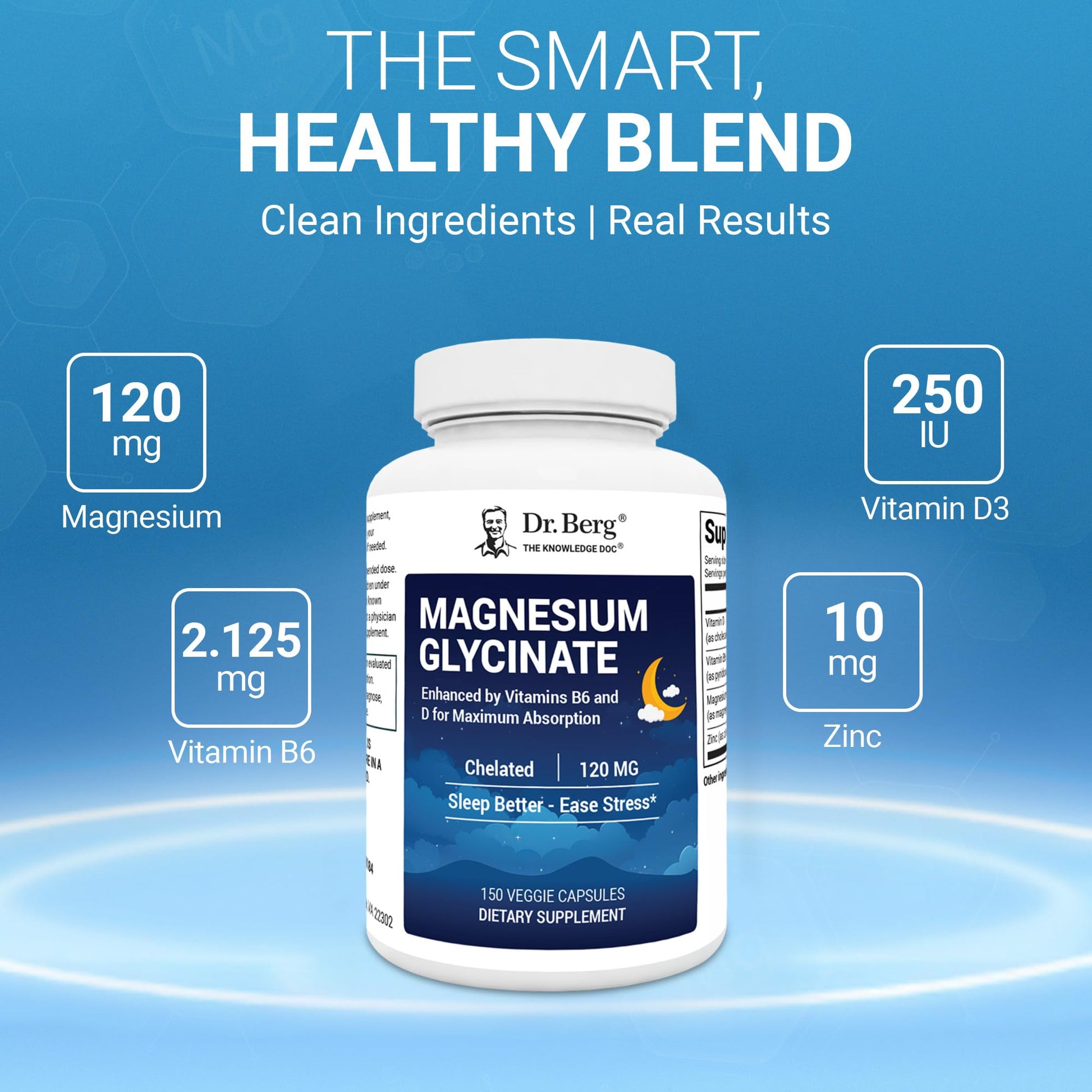 Dr. Berg Magnesium Glycinate 150ct – 4-in-1 Chelated for Muscle, Nerve, Sleep & Stress Support*– w/ D3, B6 & Zinc – 4X Lab-Tested - PrimeBioHealth - canada supplements