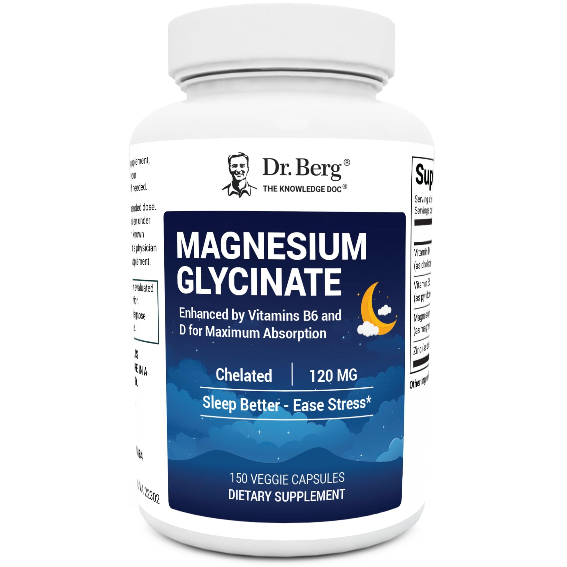 Dr. Berg Magnesium Glycinate 150ct – 4-in-1 Chelated for Muscle, Nerve, Sleep & Stress Support*– w/ D3, B6 & Zinc – 4X Lab-Tested - PrimeBioHealth - canada supplements