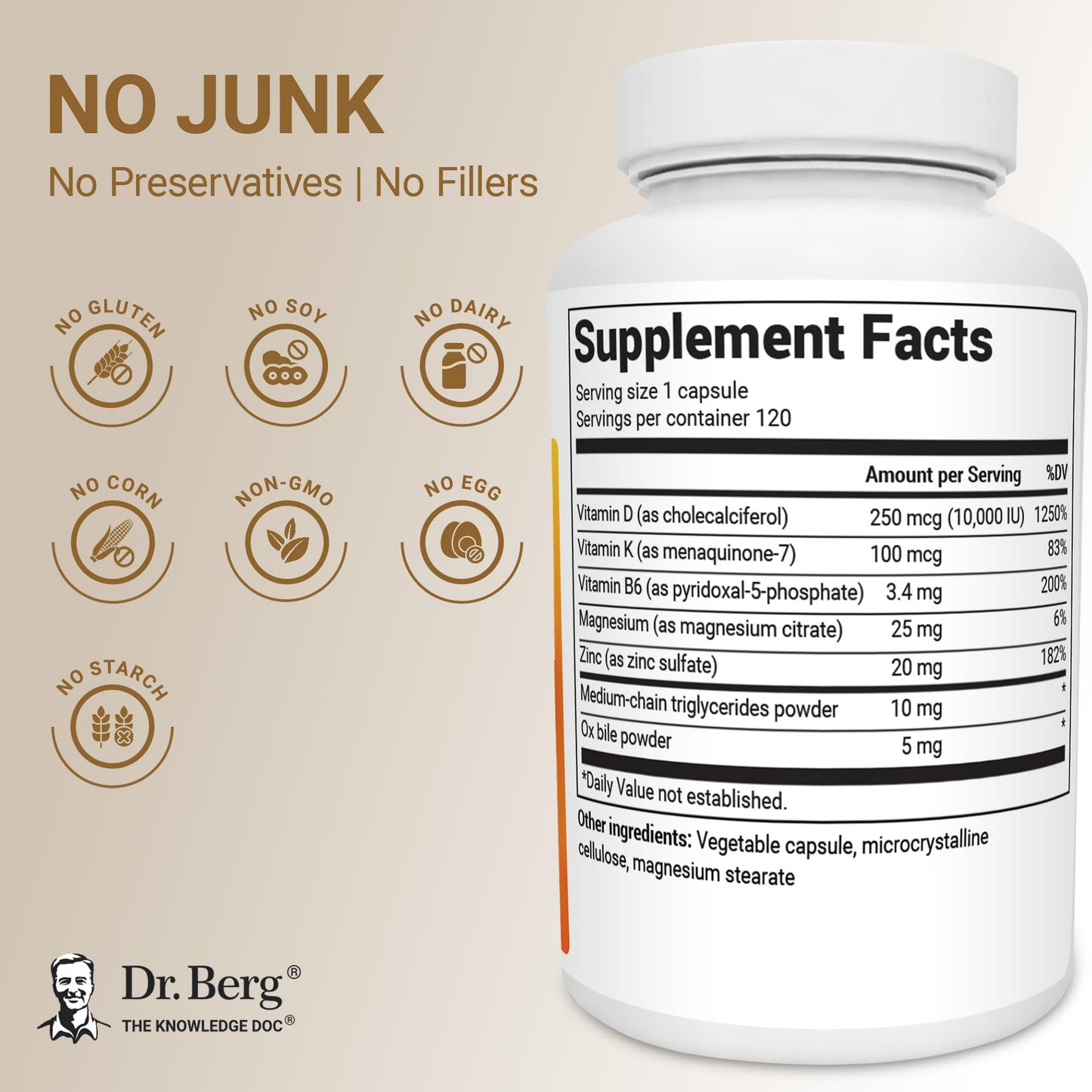 Dr. Berg Maximum Strength 2-in-1 Vitamin D3 K2 10,000 IU | Naturally Derived D3 | 4X Lab-Tested & Verified | High Absorption Formula - PrimeBioHealth - canada supplements