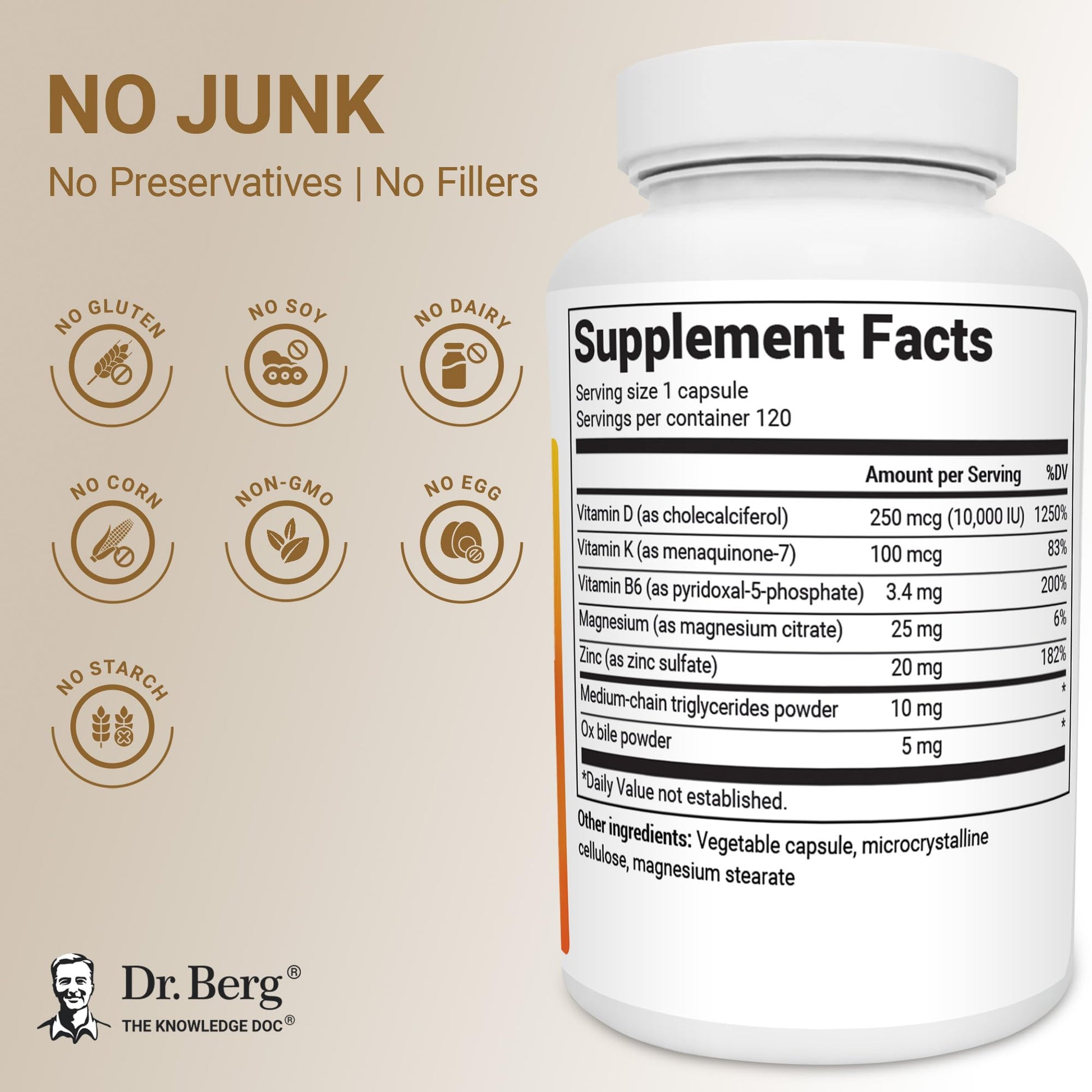 Dr. Berg Maximum Strength 2-in-1 Vitamin D3 K2 10,000 IU | Naturally Derived D3 | 4X Lab-Tested & Verified | High Absorption Formula - PrimeBioHealth - canada supplements